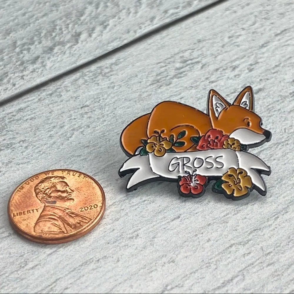 Fox Gross Enamel Pin/ Brooch Lapel